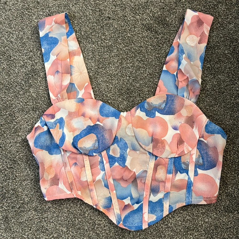 Women's Corset Crop Printed Vacation Wear Top